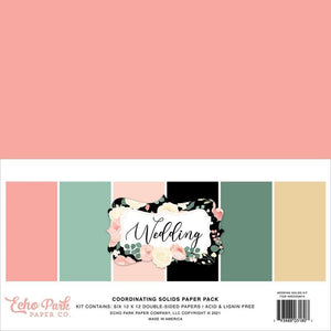 Scrapbooking  Echo Park Double-Sided Solid Cardstock 12"X12" 6/Pkg Wedding, 6 Colors Paper 12"x12"