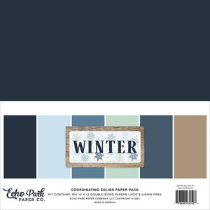 Scrapbooking  Echo Park Double-Sided Solid Cardstock 12"X12" 6/Pkg Winter, 6 Colors Paper 12"x12"