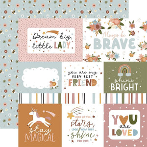 Scrapbooking  Echo Park Dream Big Little Girl Double-Sided Cardstock 12"X12" - Journaling Cards Paper 12"x12"