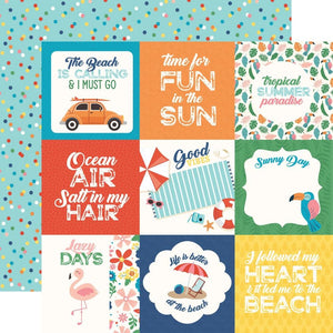 Scrapbooking  Echo Park Endless Summer Double-Sided Cardstock 12"X12" - 4x4 Journaling Cards Paper 12"x12"