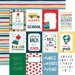 Scrapbooking  Echo Park First Day Of School Double-Sided Cardstock 12"X12 - 3x4 Journaling Cards Paper 12"x12"
