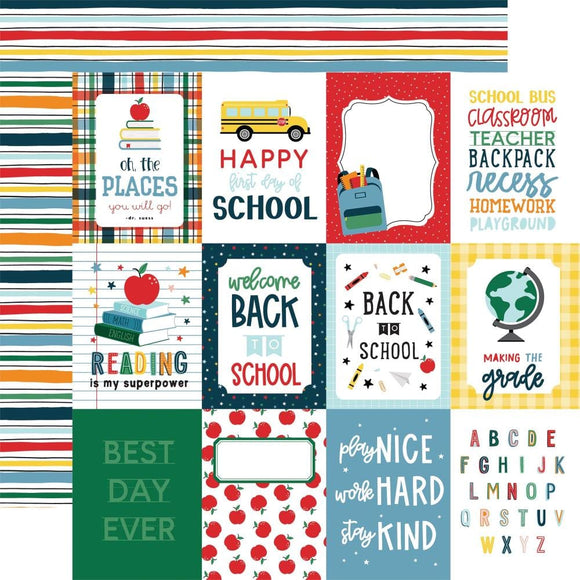 Scrapbooking  Echo Park First Day Of School Double-Sided Cardstock 12