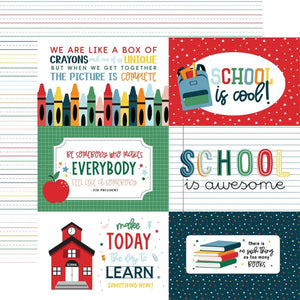 Scrapbooking  Echo Park First Day Of School Double-Sided Cardstock 12"X12 - 6x4 Journaling Cards Paper 12"x12"