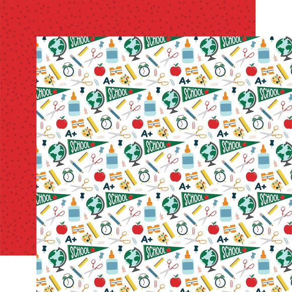 Scrapbooking  Echo Park First Day Of School Double-Sided Cardstock 12