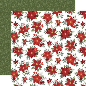 Scrapbooking  Echo Park Gnome For Christmas Double-Sided Cardstock 12"X12" -Santas Poinsettias Paper 12"x12"