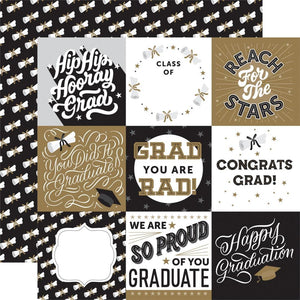 Scrapbooking  Echo Park Graduation Double-Sided Cardstock 12"X12" - 4x4 Journaling Cards Paper 12"x12"