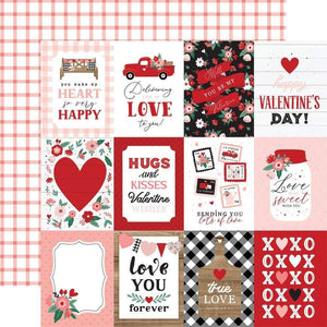 Scrapbooking  Echo Park Hello Valentine Double-Sided Cardstock 12"X12" - 3x4 Journaling Cards Paper 12"x12"
