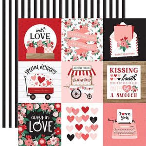 Scrapbooking  Echo Park Hello Valentine Double-Sided Cardstock 12"X12" - 4x4 Journaling Cards Paper 12"x12"