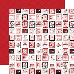 Scrapbooking  Echo Park Hello Valentine Double-Sided Cardstock 12"X12" - Love Letter Stamps Paper 12"x12"