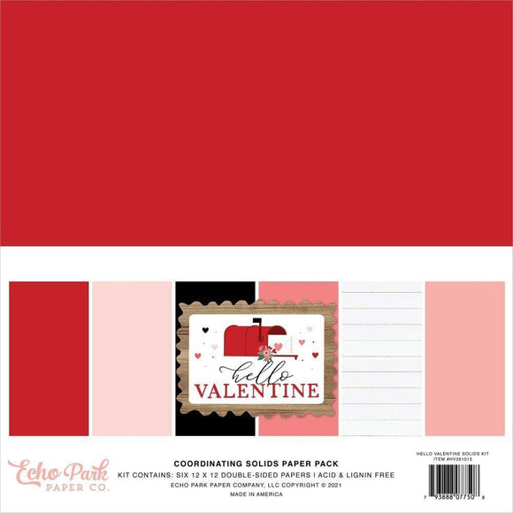 Scrapbooking  Echo Park Hello Valentine Double-Sided Solid Cardstock 12