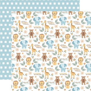 Scrapbooking  Echo Park Our Baby Boy Double-Sided Cardstock 12"X12" - Wild Animals Paper 12"x12"