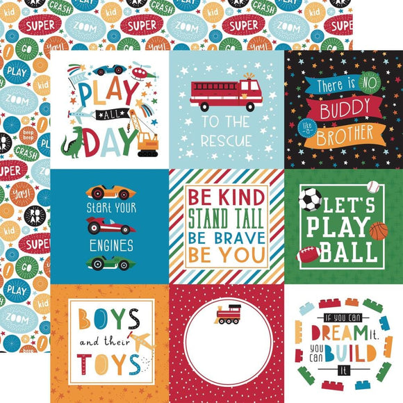 Scrapbooking  Echo Park Play All Day Boy Double-Sided Cardstock 12