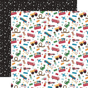 Scrapbooking  Echo Park Play All Day Boy Double-Sided Cardstock 12"X12" -Boys At Play Paper 12"x12"