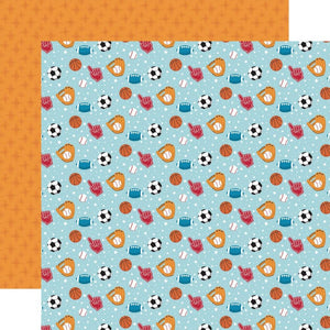 Scrapbooking  Echo Park Play All Day Boy Double-Sided Cardstock 12"X12" - Play Ball Paper 12"x12"
