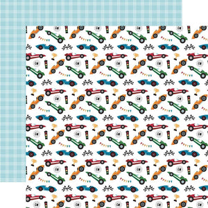 Scrapbooking  Echo Park Play All Day Boy Double-Sided Cardstock 12"X12" - Start Your Engines Paper 12"x12"