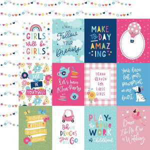 Scrapbooking  Echo Park Play All Day Girl Double-Sided Cardstock 12"X12" - 3"x4" Journaling Cards Paper 12"x12"