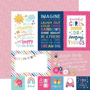 Scrapbooking  Echo Park Play All Day Girl Double-Sided Cardstock 12"X12" - 4x6 Journaling Cards Paper 12"x12"