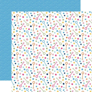 Scrapbooking  Echo Park Play All Day Girl Double-Sided Cardstock 12"X12" - Blowing Bubbles Paper 12"x12"