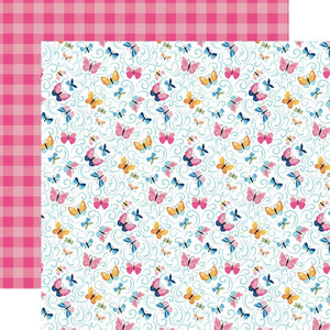 Scrapbooking  Echo Park Play All Day Girl Double-Sided Cardstock 12"X12" - Catch Butterflies Paper 12"x12"