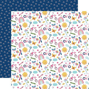 Scrapbooking  Echo Park Play All Day Girl Double-Sided Cardstock 12"X12" - Playdate Paper 12"x12"