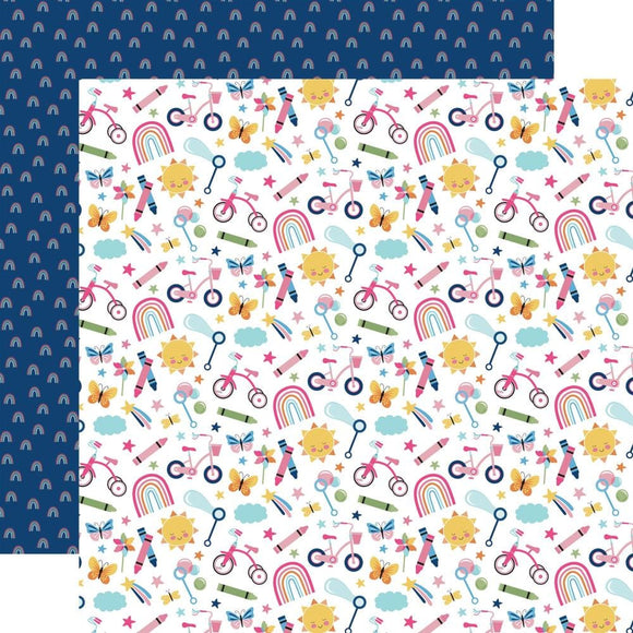 Scrapbooking  Echo Park Play All Day Girl Double-Sided Cardstock 12