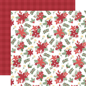 Scrapbooking  Echo Park Santa Claus Lane Double-Sided Cardstock 12"X12" - Flowers for Santa Paper 12"x12"