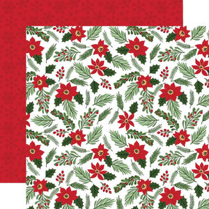 Scrapbooking  Echo Park The Magic Of Christmas Double-Sided Cardstock 12"X12" - Poinsettias and Pine Paper 12"x12"