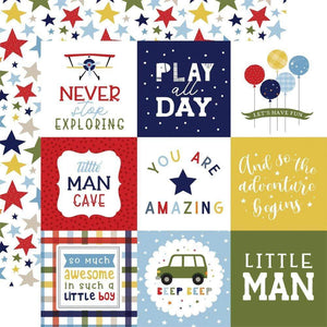 Scrapbooking  Little Dreamer Boy Double-Sided Cardstock 12"X12" - 4x4 Journaling Cards Paper 12"x12"