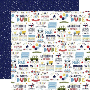 Scrapbooking  Little Dreamer Boy Double-Sided Cardstock 12"X12" - Little Dude Paper 12"x12"
