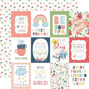 Scrapbooking  Little Dreamer Girl Double-Sided Cardstock 12"X12" - 3x4 Journaling Cards Paper 12"x12"