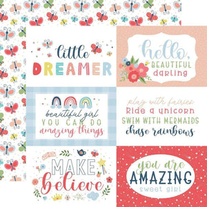 Scrapbooking  Little Dreamer Girl Double-Sided Cardstock 12"X12" - 6X4 Journaling Cards Paper 12"x12"