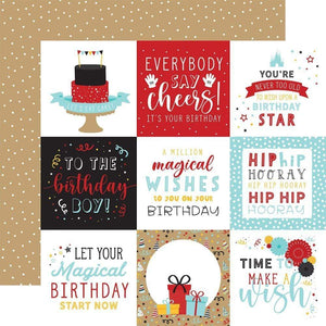 Scrapbooking  Magical Birthday Boy Double-Sided Cardstock 12"X12" - 4x4 Journaling Cards Paper 12"x12"