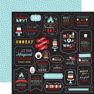 Scrapbooking  Magical Birthday Boy Double-Sided Cardstock 12"X12" - Birthday Fun Paper 12"x12"