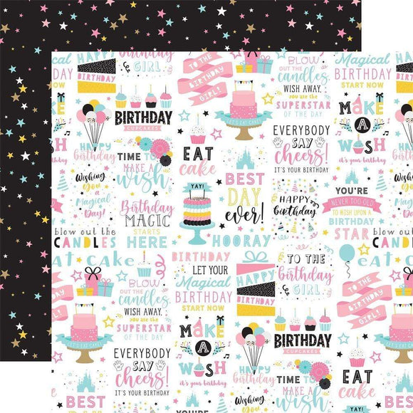 Scrapbooking  Magical Birthday Girl Double-Sided Cardstock 12