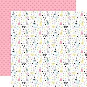 Scrapbooking  Magical Birthday Girl Double-Sided Cardstock 12"X12" - Party Hats Paper 12"x12"