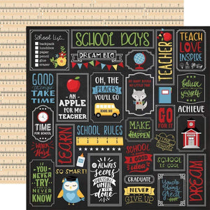 Scrapbooking  School Rules Double-Sided Cardstock 12"X12" - School is Cool Paper 12"x12"