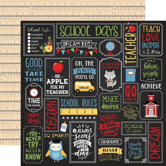 Scrapbooking  School Rules Double-Sided Cardstock 12