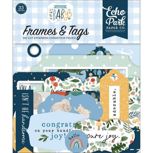 Scrapbooking  Welcome Baby Boy Cardstock Ephemera 33/Pkg Frames & Tags Paper 12"x12"