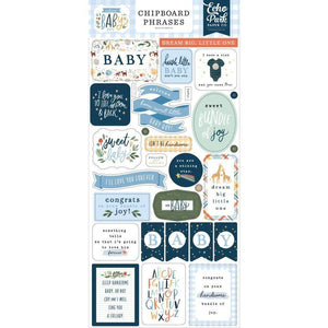 Scrapbooking  Welcome Baby Boy Chipboard 6"X13" Phrases Paper 12"x12"