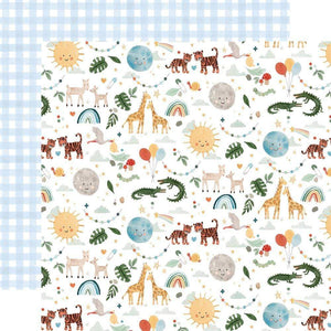 Scrapbooking  Welcome Baby Boy Double-Sided Cardstock 12"X12" - Animals Paper 12"x12"