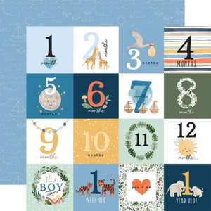 Scrapbooking  Welcome Baby Boy Double-Sided Cardstock 12"X12" - Milestone Journaling Cards Paper 12"x12"