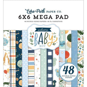 Scrapbooking  Welcome Baby Boy Double-Sided Mega Paper Pad 6"X6" 48/Pkg Paper 12"x12"