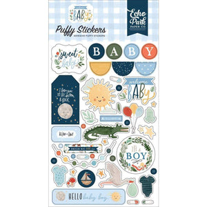Scrapbooking  Welcome Baby Boy Puffy Stickers Paper 12"x12"
