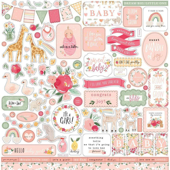 Scrapbooking  Welcome Baby Girl Cardstock Stickers 12