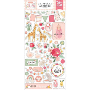 Scrapbooking  Welcome Baby Girl Chipboard 6"X13" Accents Paper 12"x12"