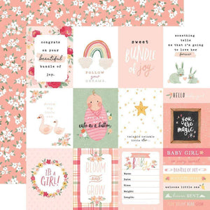 Scrapbooking  Welcome Baby Girl Double-Sided Cardstock 12"X12" - 3x4 Journaling Cards Paper 12"x12"