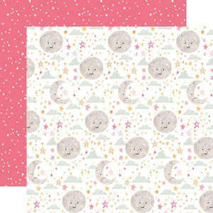 Scrapbooking  Welcome Baby Girl Double-Sided Cardstock 12"X12" -Moon & Stars Paper 12"x12"
