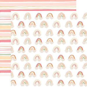 Scrapbooking  Welcome Baby Girl Double-Sided Cardstock 12"X12" -Rainbows Paper 12"x12"