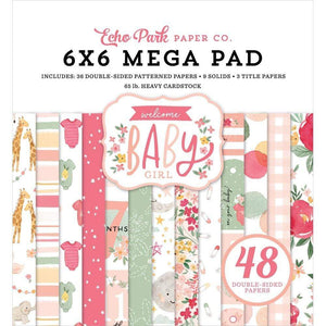 Scrapbooking  Welcome Baby Girl Double-Sided Mega Paper Pad 6"X6" 48/Pkg Paper 12"x12"