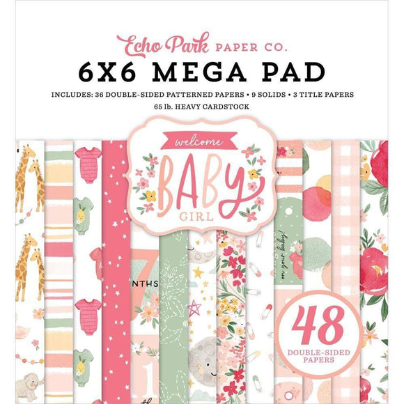 Scrapbooking  Welcome Baby Girl Double-Sided Mega Paper Pad 6